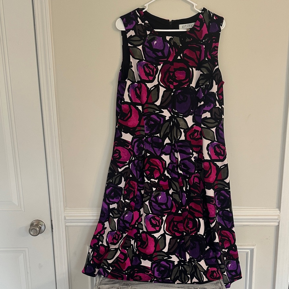 Kasper Floral Print Twirl Dress Lined Women’s size 12